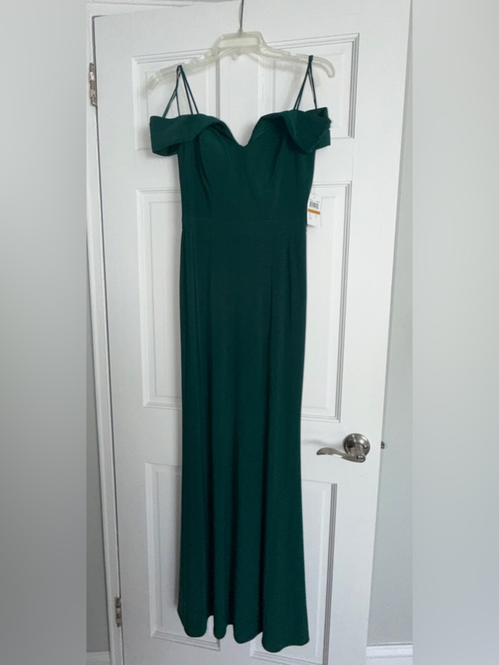 Off-Shoulder Dark Green Evening Gown - TAGS ON